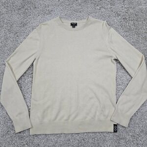 Todd Snyder Sweater Mens Medium Beige Lightweight Crew Cotton Silk Pique READ